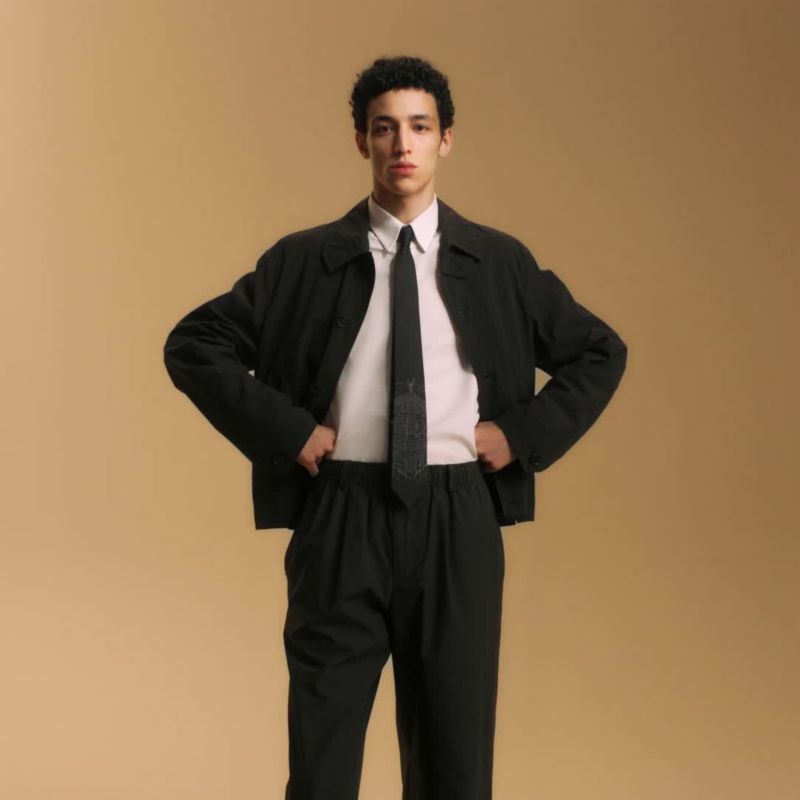 エルメス　シルク製黒ネクタイ HERMES エルメス ネクタイ ネクタイ Hロゴ/FACONNEE H 黒